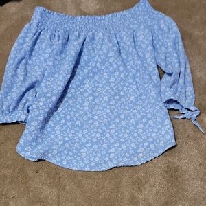 Rue21 Light Blue Floral Off-Shoulder Blouse